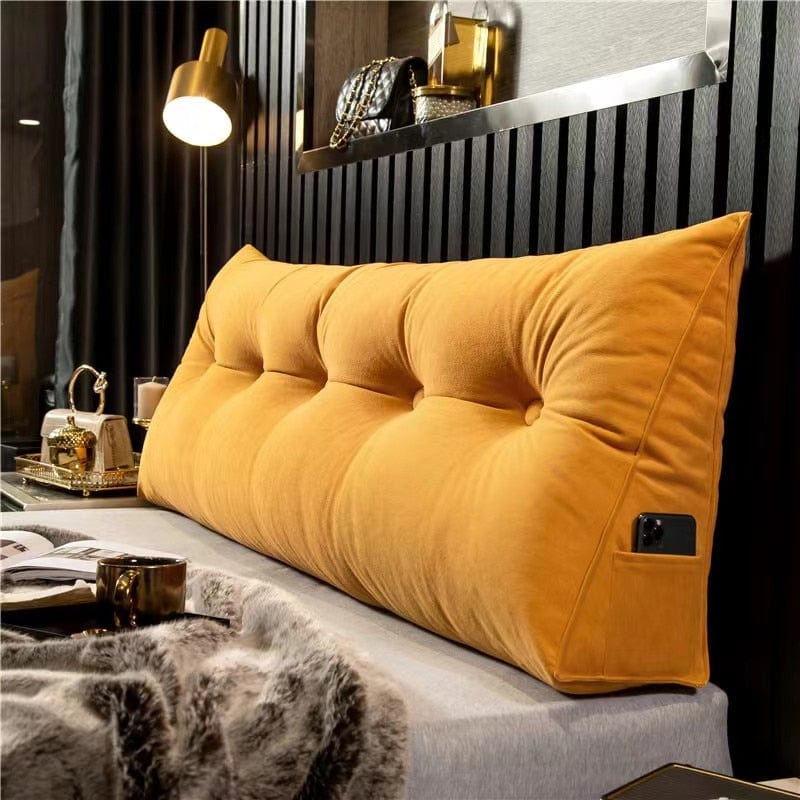 Coussin | Coussin de Lecture pour Lit Jaune / 60x50x16cm