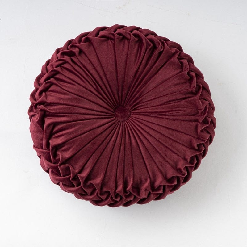 Coussin | Coussin Galette Rond Bordeau / 35cm