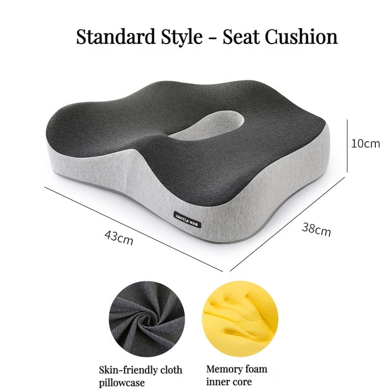 Coussin | Coussin Mémoire de Forme Soutien Lombaire/Coccyx Assise Standard Grise Bicolore