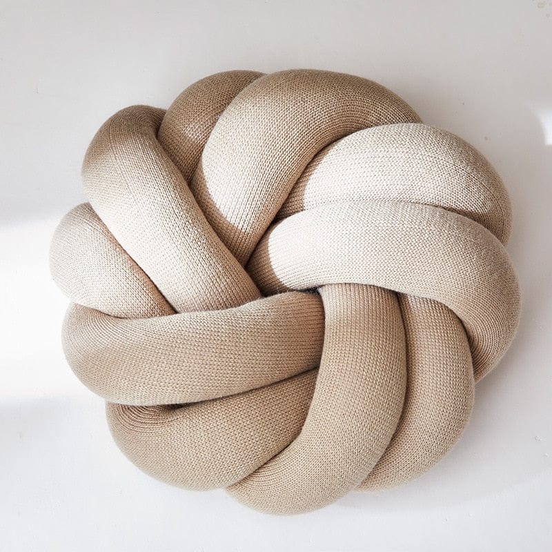 Coussin | Coussin Rond Tressé Beige / 25-30cm