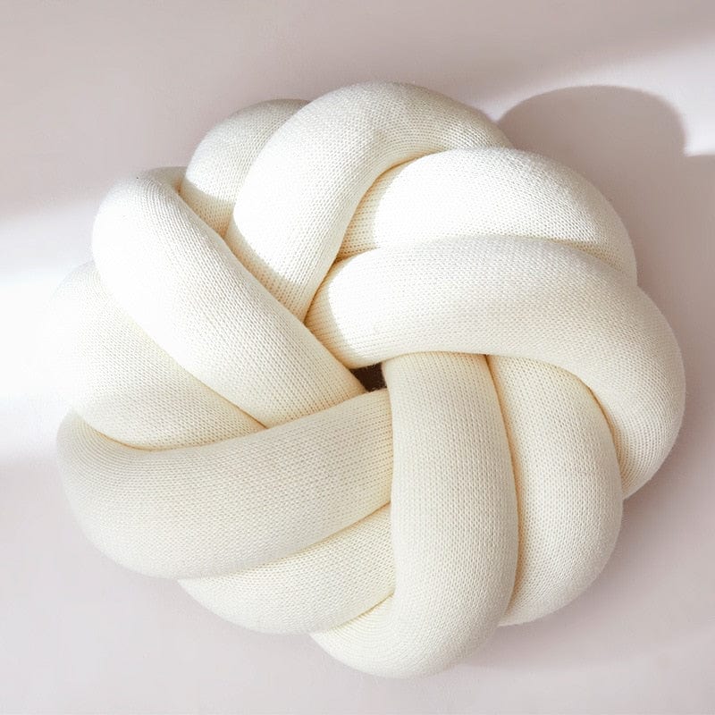 Coussin | Coussin Rond Tressé Blanc / 25-30cm