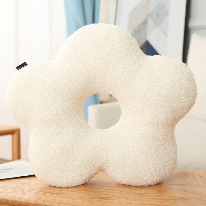 Coussin | Coussin Velours Fleurs Blanc