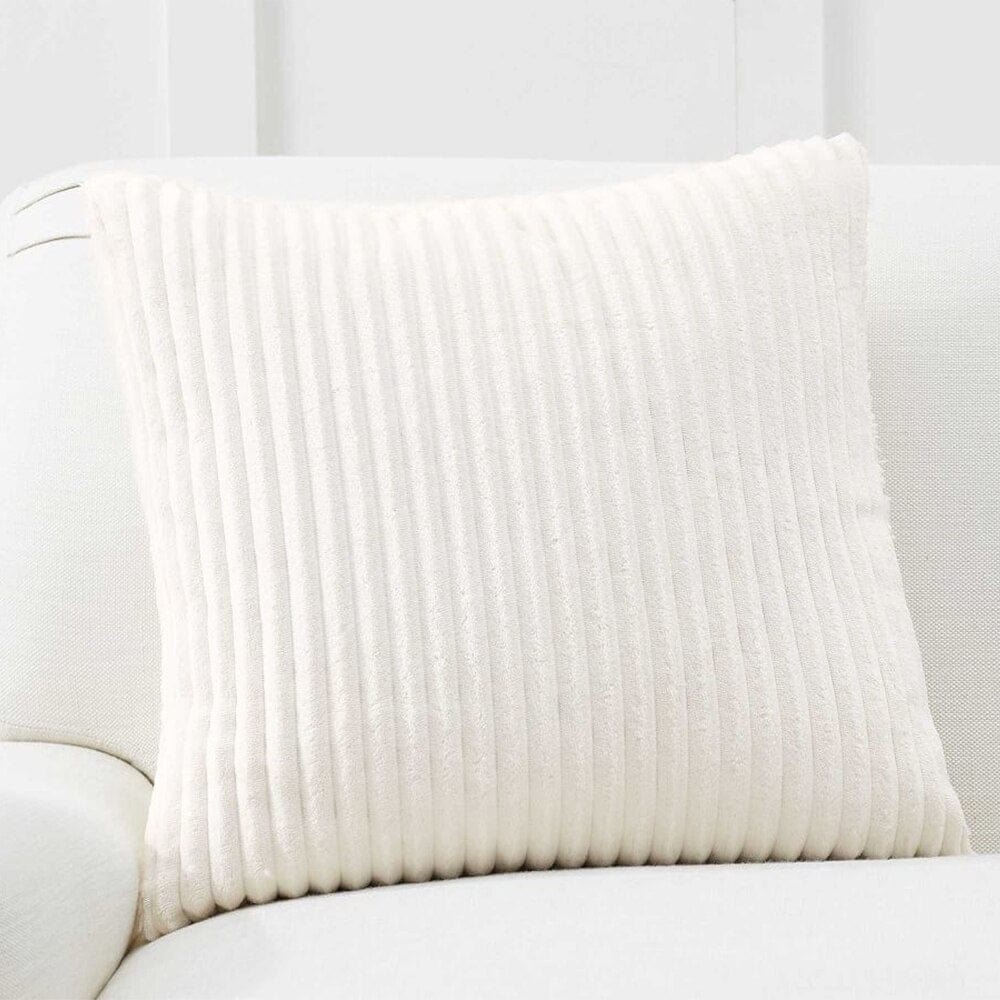 Coussin | Housse de Coussin en Velours Cotelé Blanc Cassé / 30x50cm