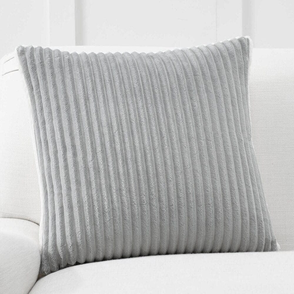 Coussin | Housse de Coussin en Velours Cotelé Gris / 30x50cm