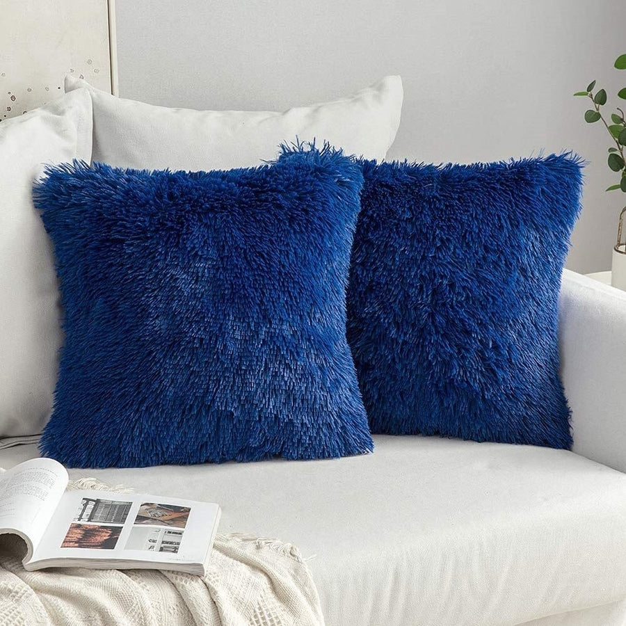 Coussin | Housse de Coussin Fluffy Bleu Foncé / 43x43cm