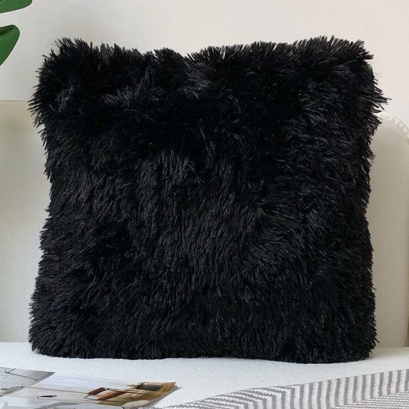 Coussin | Housse de Coussin Fluffy Noir / 43x43cm