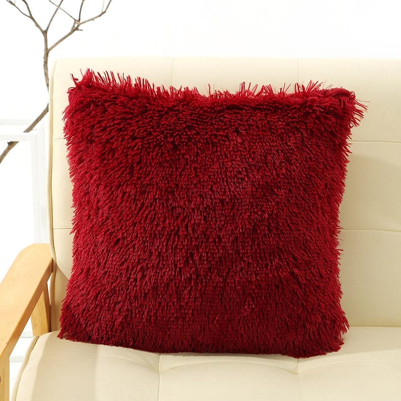 Coussin | Housse de Coussin Fluffy Rouge Vin / 43x43cm