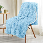 Plaid | Couverture Fluffy Plaid Bleu Ciel / 127cmx152cm